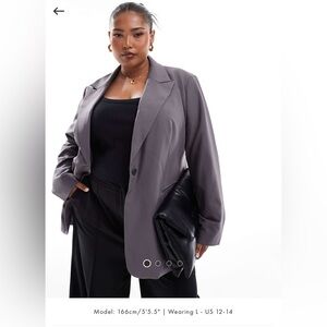 NEW ASOS Curve tailored relaxed blazer in gray - women’s Large
